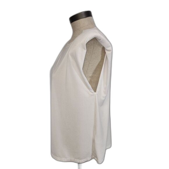 Laundry by Shelli Segal  White Sleeveless Shoulder Pad T-Shirt Size M - Picture 3 of 6